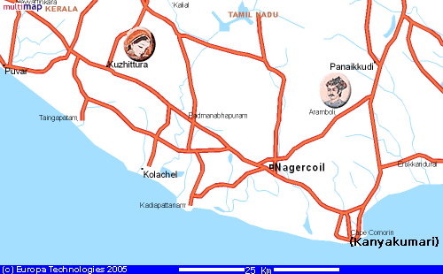 Image: Map of Kanyakumari district